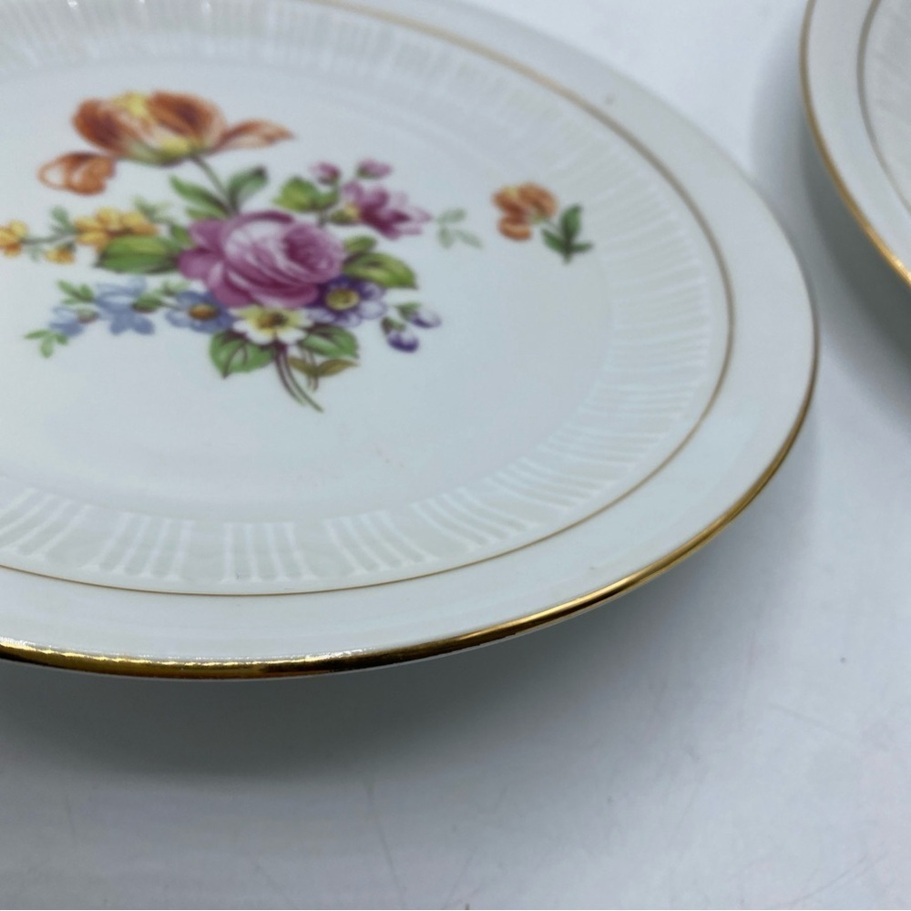 CP German Democratic Republic Floral Salad Plates Floral Gold Trim Rose Set of 2 - Picture 3 of 8